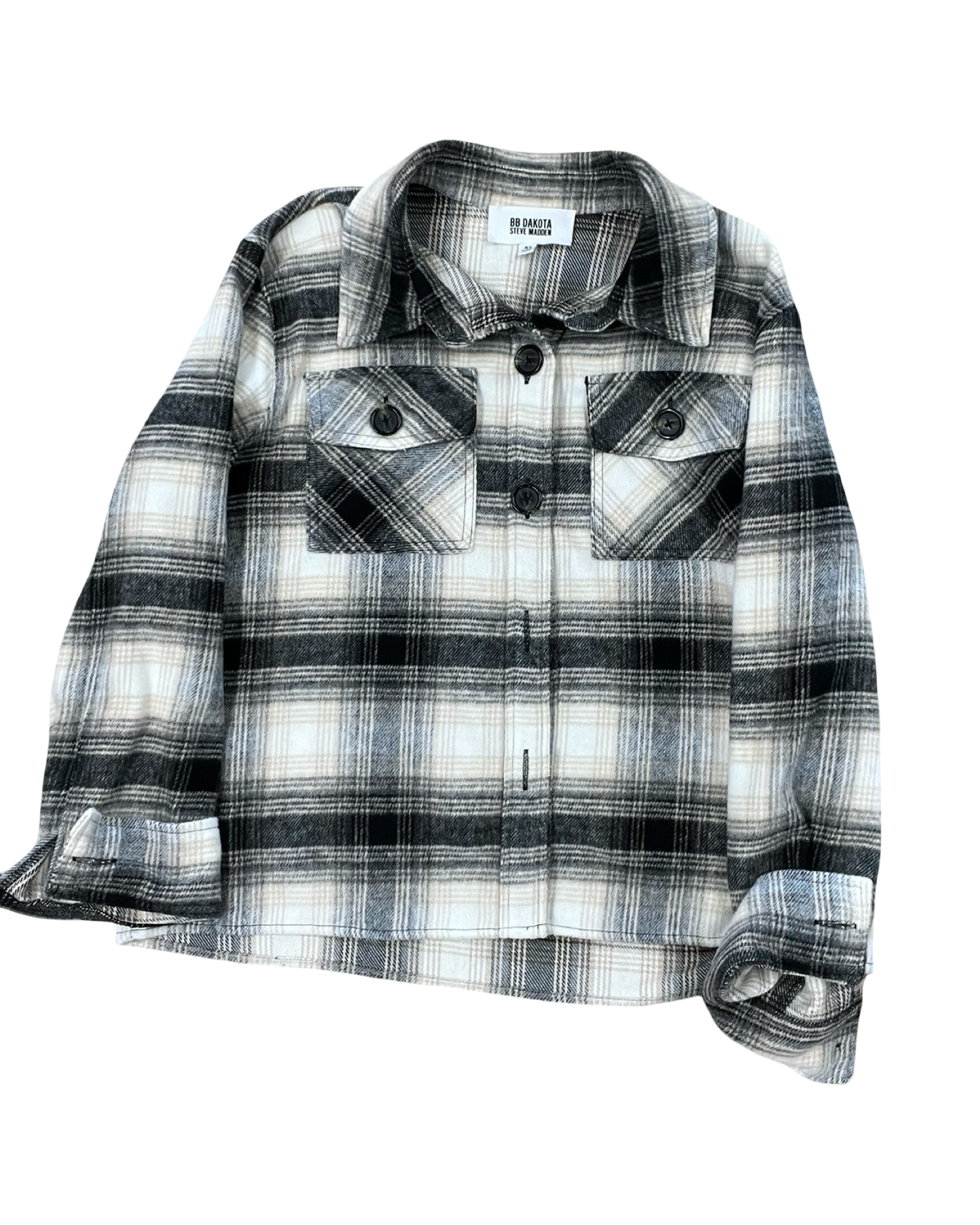 Jacket Shirt By Steve Madden In Black & Cream, Size:Xl