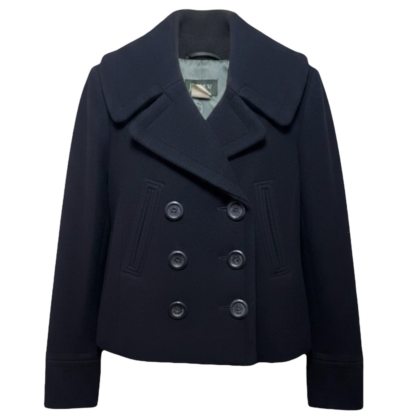 Cropped Wool Peacoat By J. Crew In Black, Size: 2