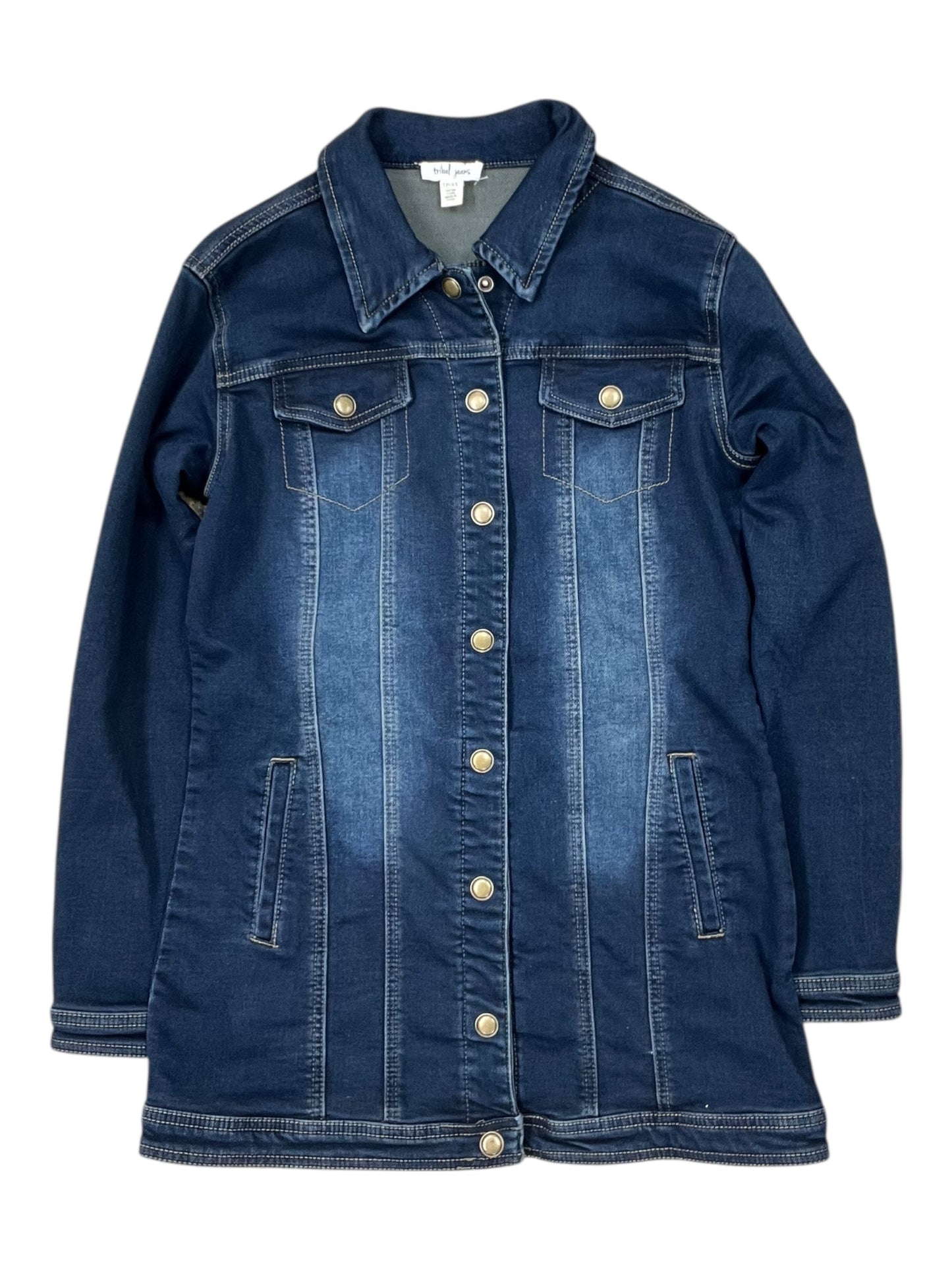 Jacket Denim By Tribal In Blue Denim, Size:Xs