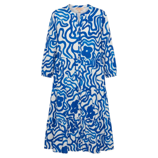 3/4 Sleeve Swirl Print Shift Midi Dress By Philosophy In Blue & White, Size: S