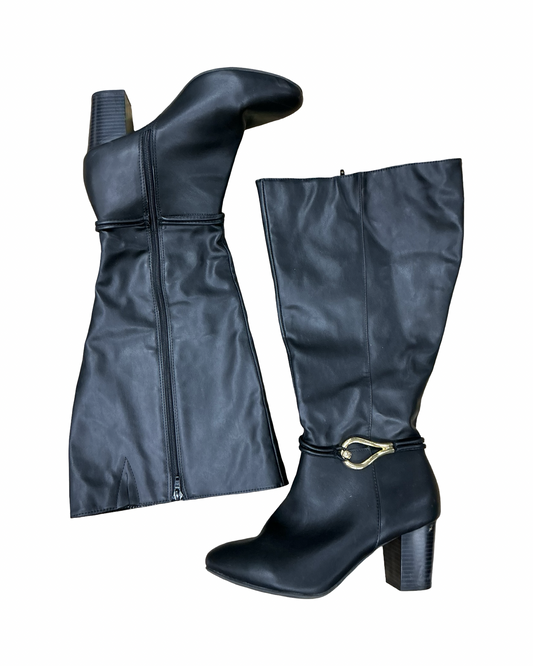 Boots Mid-Calf Heels By Dexflex In Black, Size:8.5