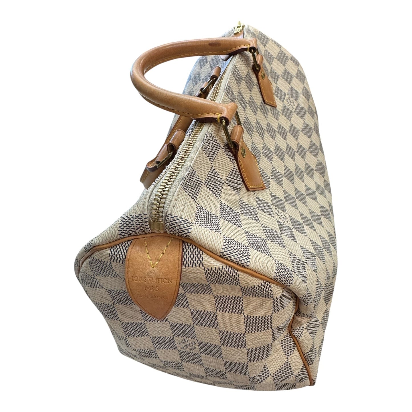 Handbag Luxury Designer By Louis Vuitton Azur Speedy 30, Size:Medium