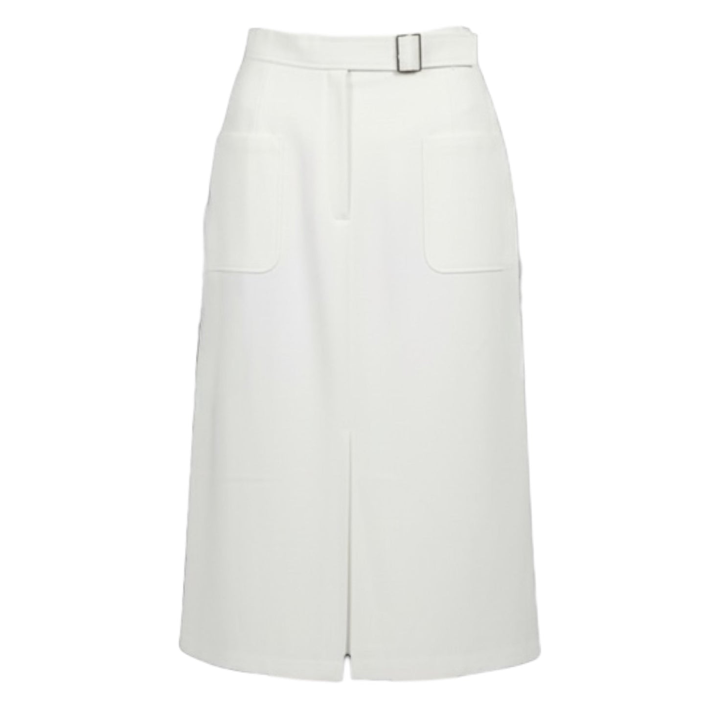 Belted Cotton A Line Midi Skirt With Front Pockets Designer By Lafayette 148 In White, Size: 4