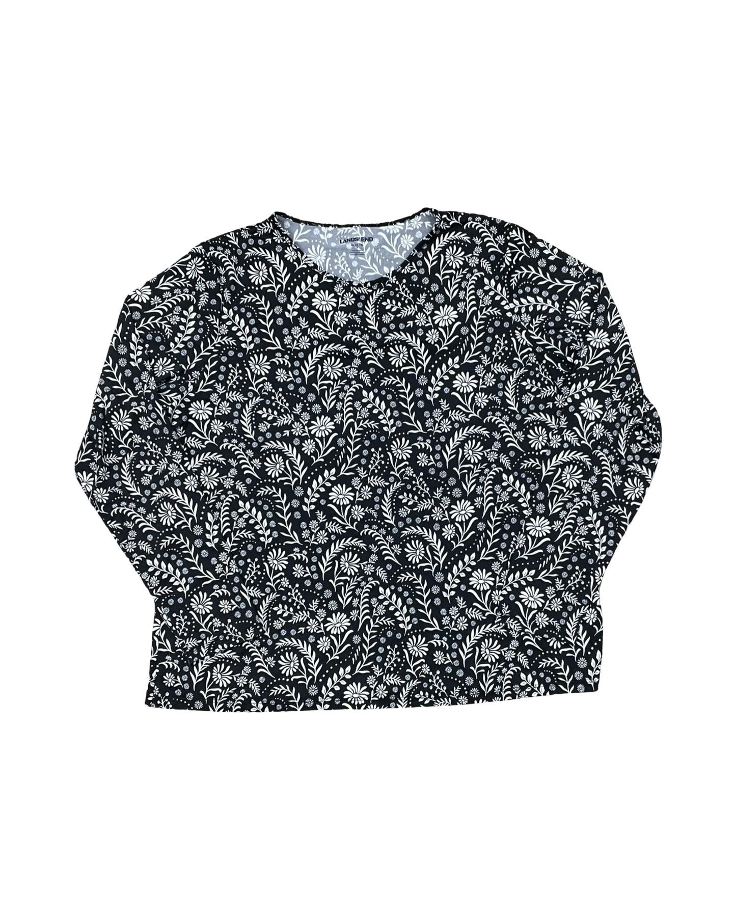 Top Ls By Lands End In Black & White, Size:Xl