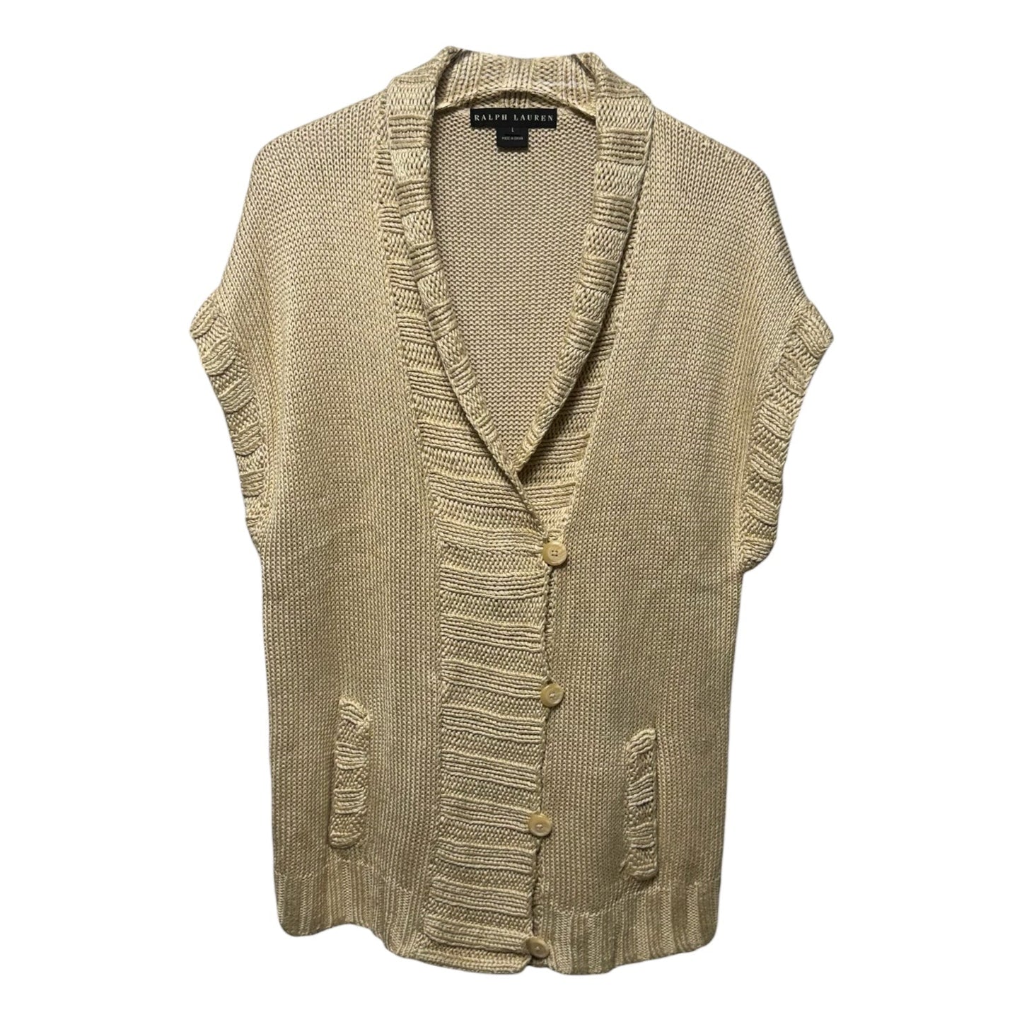 Silk linen Blend Sleeveless Sweater By Ralph Lauren Black Label In Cream, Size: L