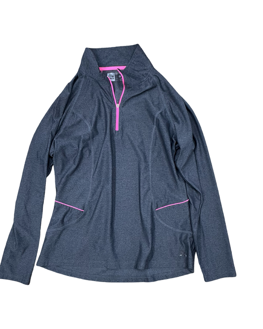 Athletic Top Ls Collar By Rbx In Grey, Size:L