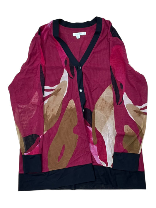 Cardigan By Chicos In Red & Tan, Size:L