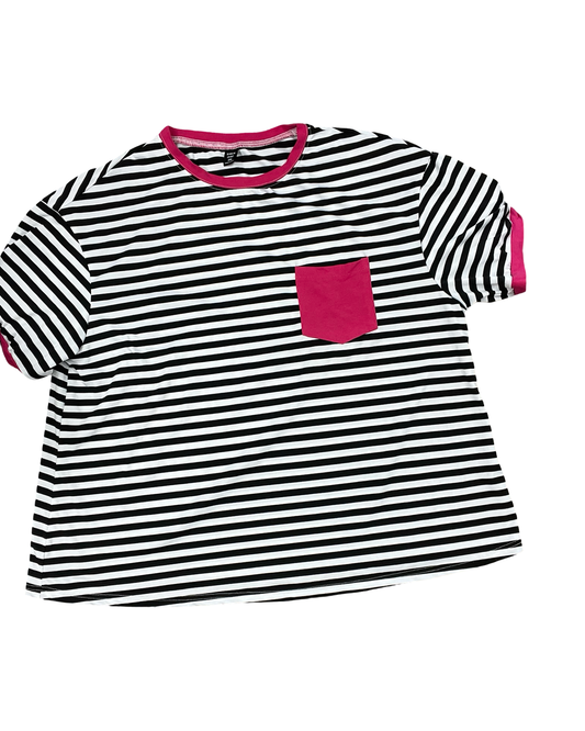 Top Ss By Shein In Black & White, Size:2X