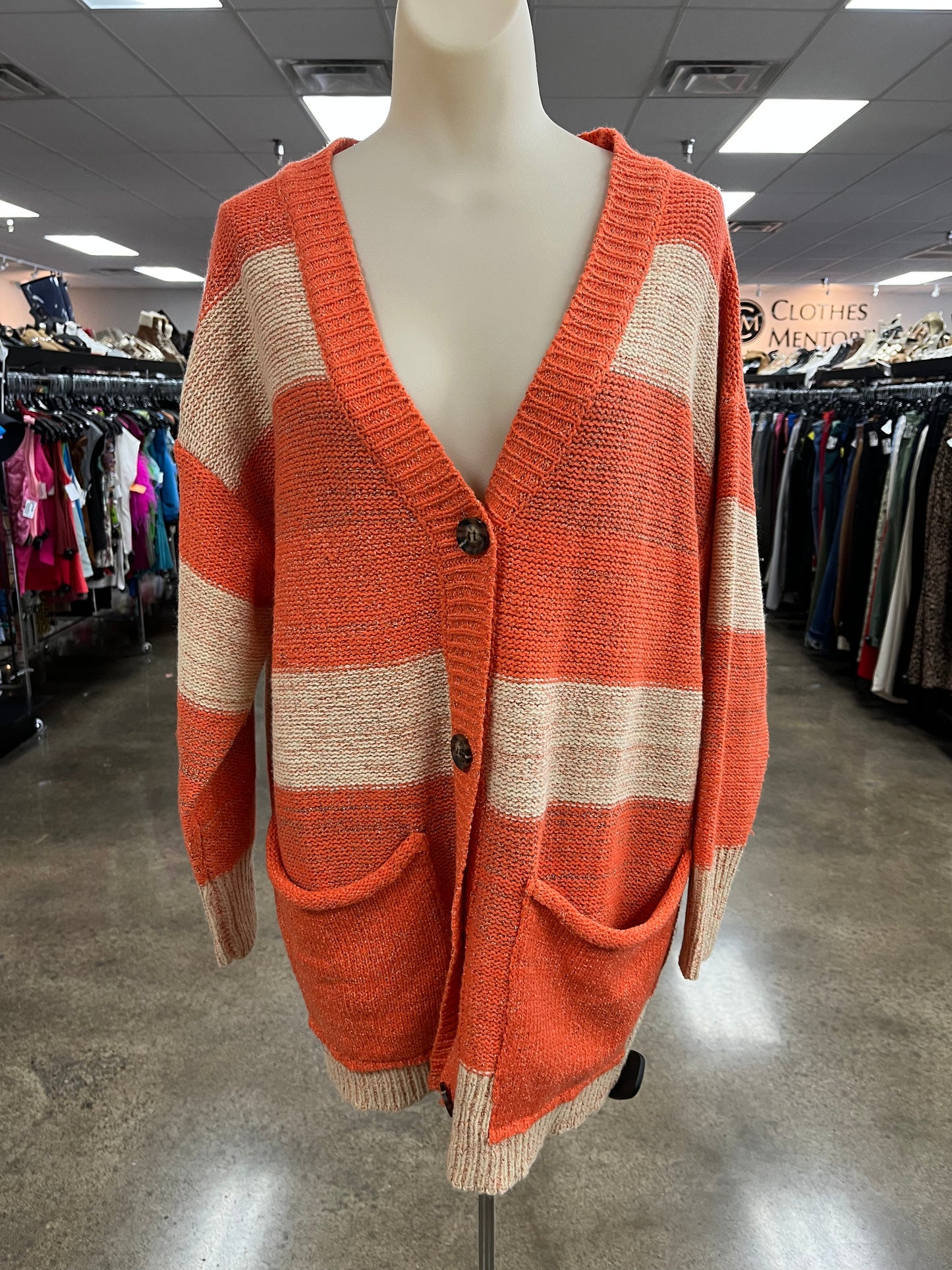 Sweater Cardigan By Easel In Orange, Size:S