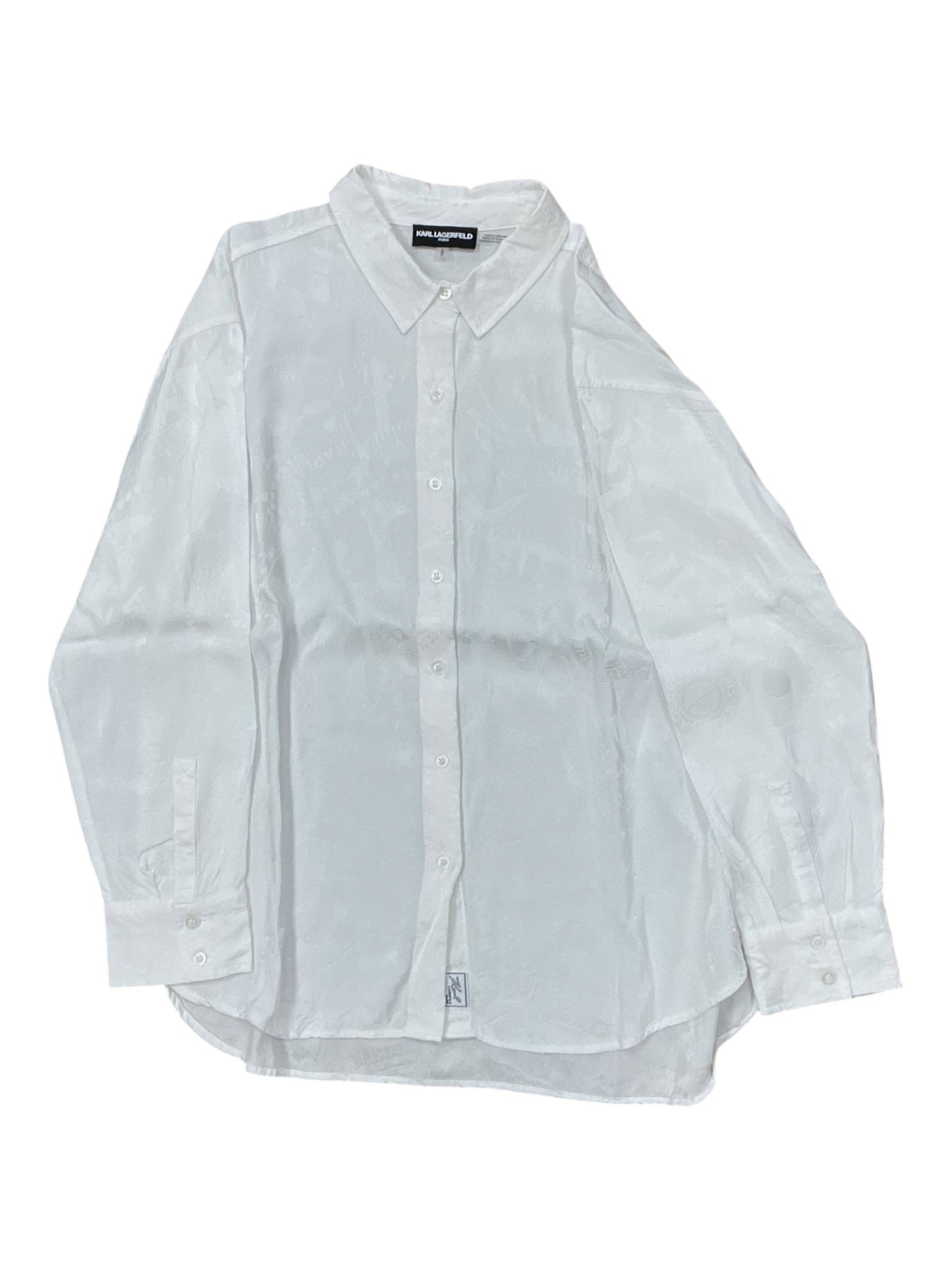 Blouse Designer By Karl Lagerfeld In White, Size:L