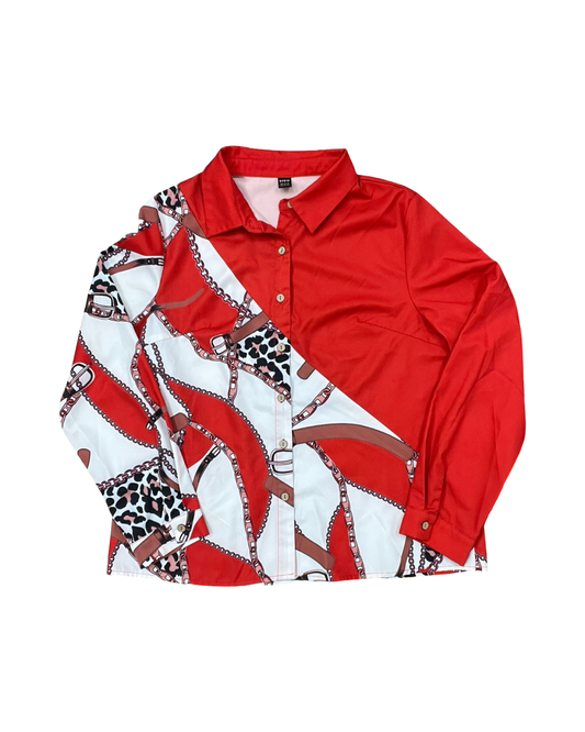 Blouse Ls By Shein In Red, Size:Xl