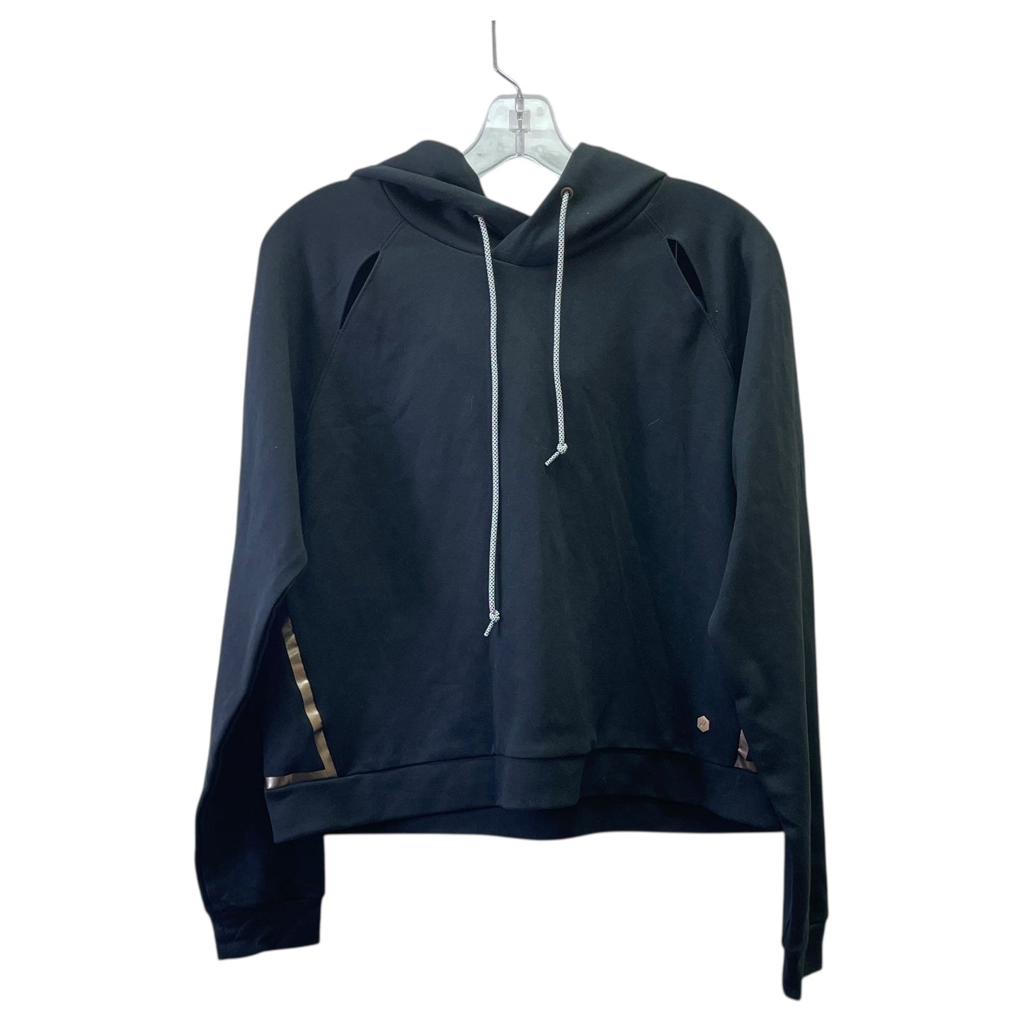 Athletic Sweatshirt Hoodie By Asics In Black & Gold, Size:L