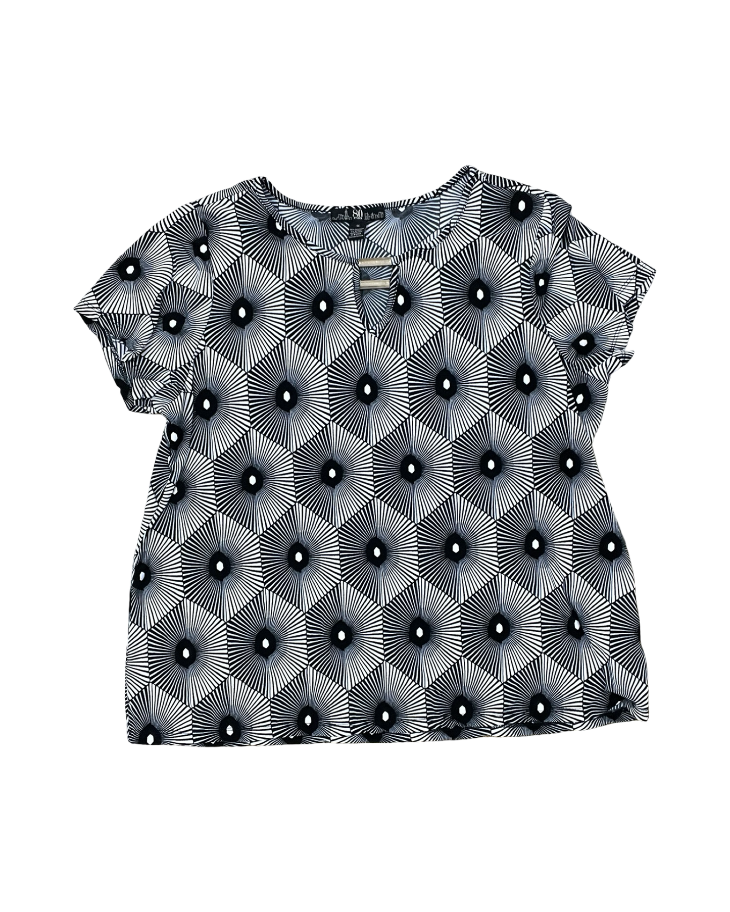 Top Ss By Clothes Mentor In Black & Cream, Size:1X