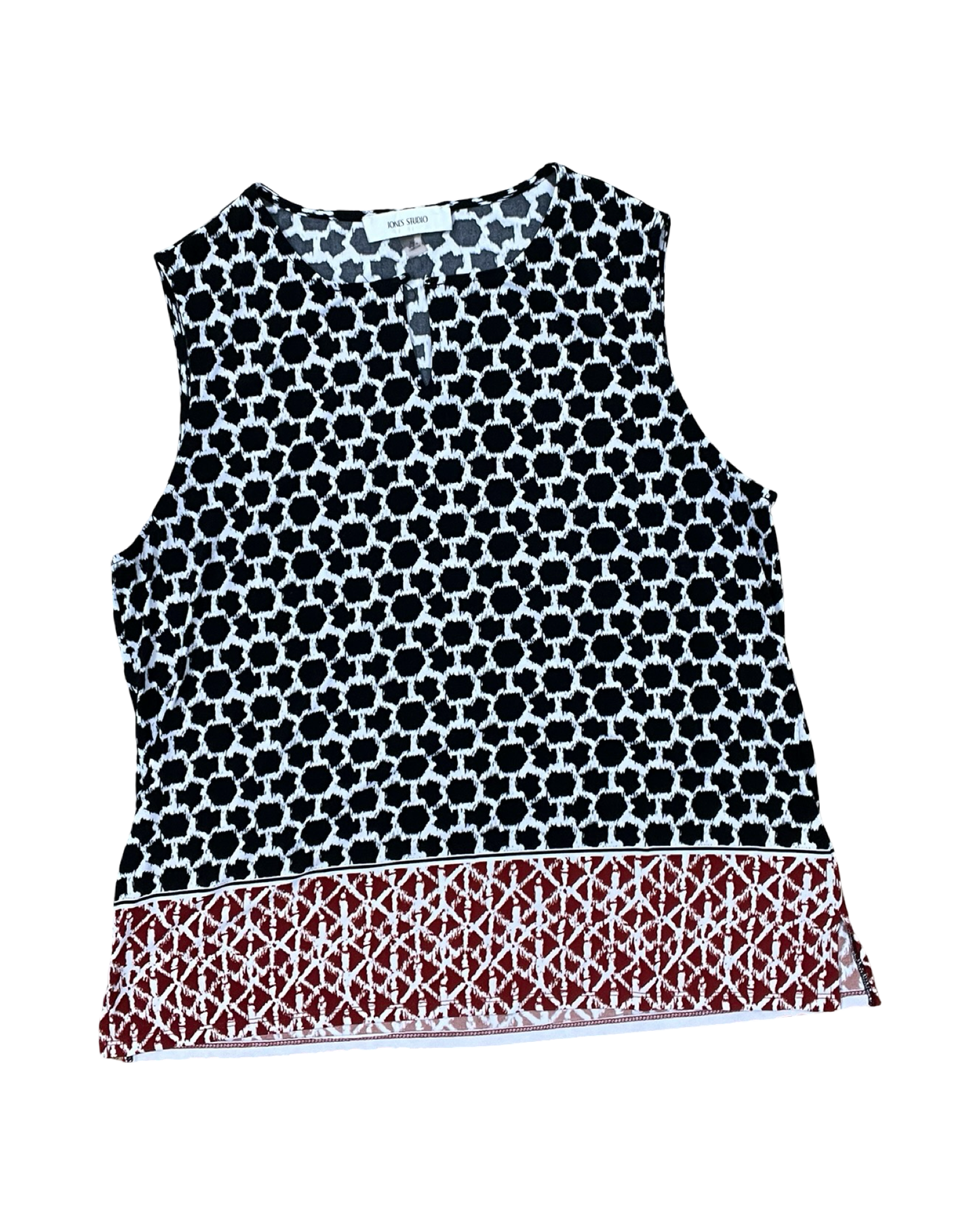 Top Sleeveless By Jones Studio In Black & White, Size:Xl