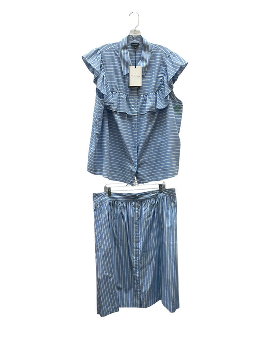 Skirt Set 2Pc By Who What Wear In Blue & White, Size:2X