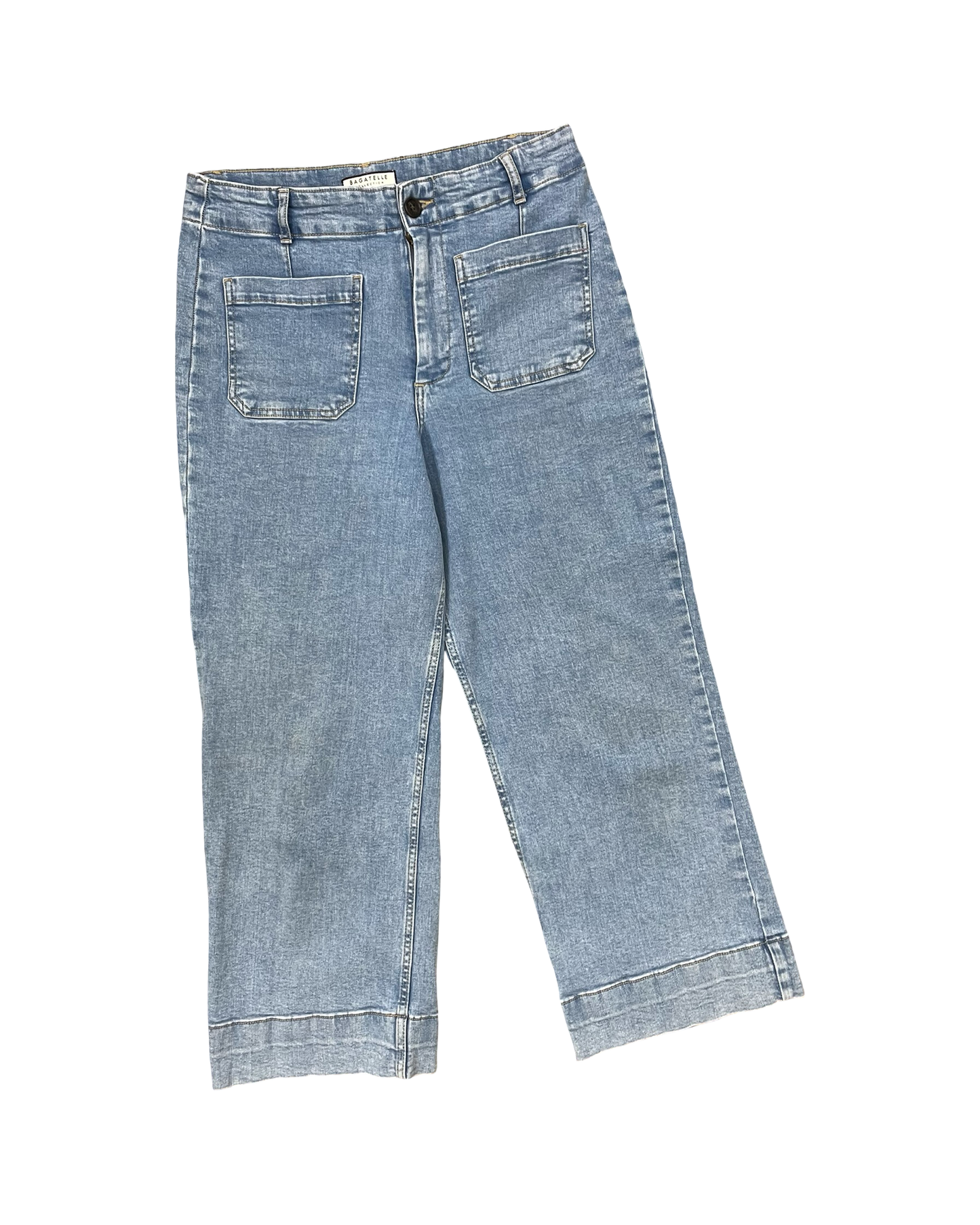 Jeans Cropped By Bagatelle In Blue Denim, Size:8