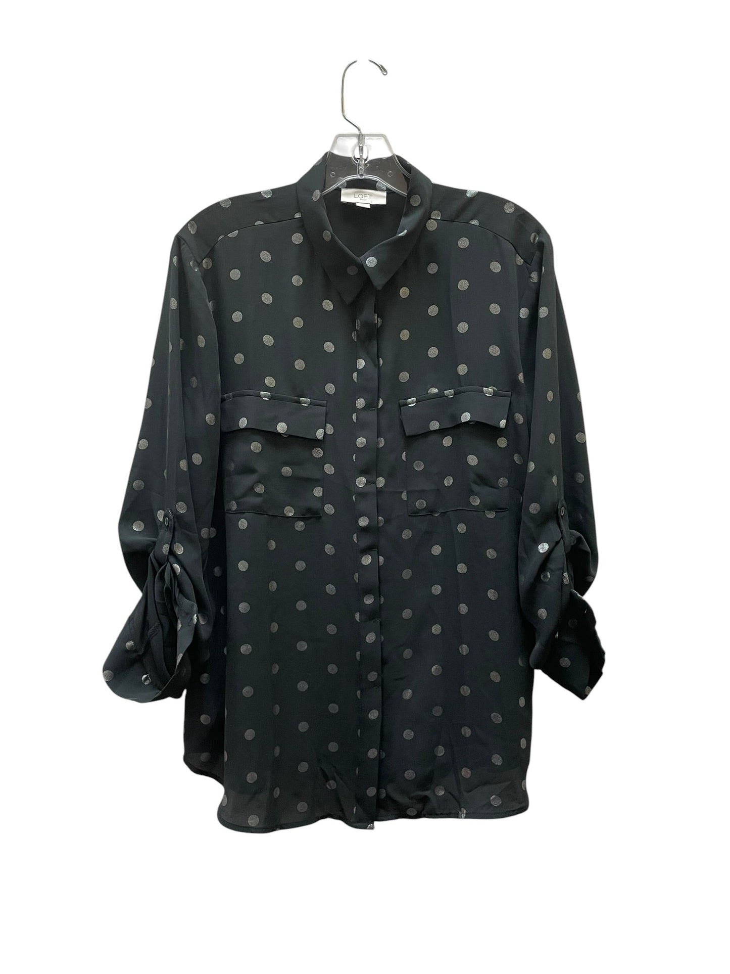 Blouse Ls By Loft In Polkadot Pattern, Size:L