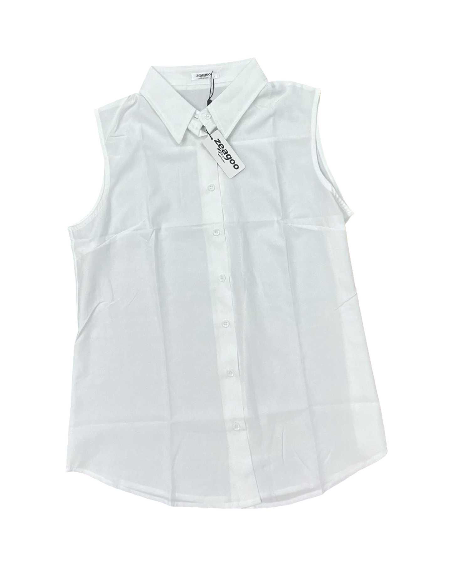Blouse Sleeveless By Zeagoo In White, Size:L