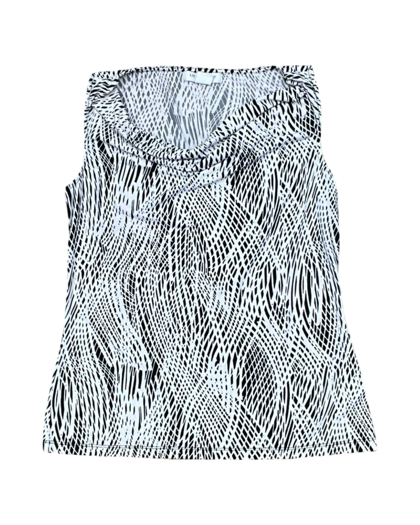 Top Sleeveless By Liz Claiborne In Black & White, Size:Mp