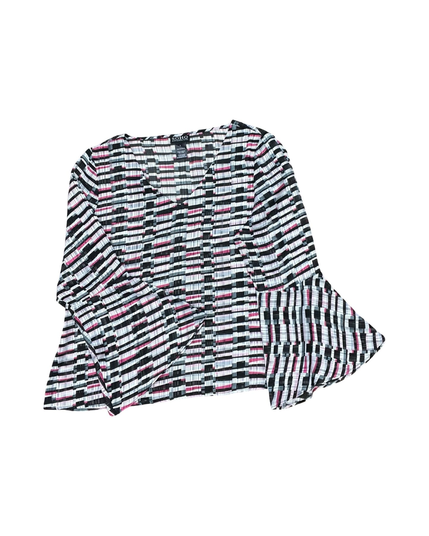 Top Ls By Soho Apparel In Pink & White, Size:L