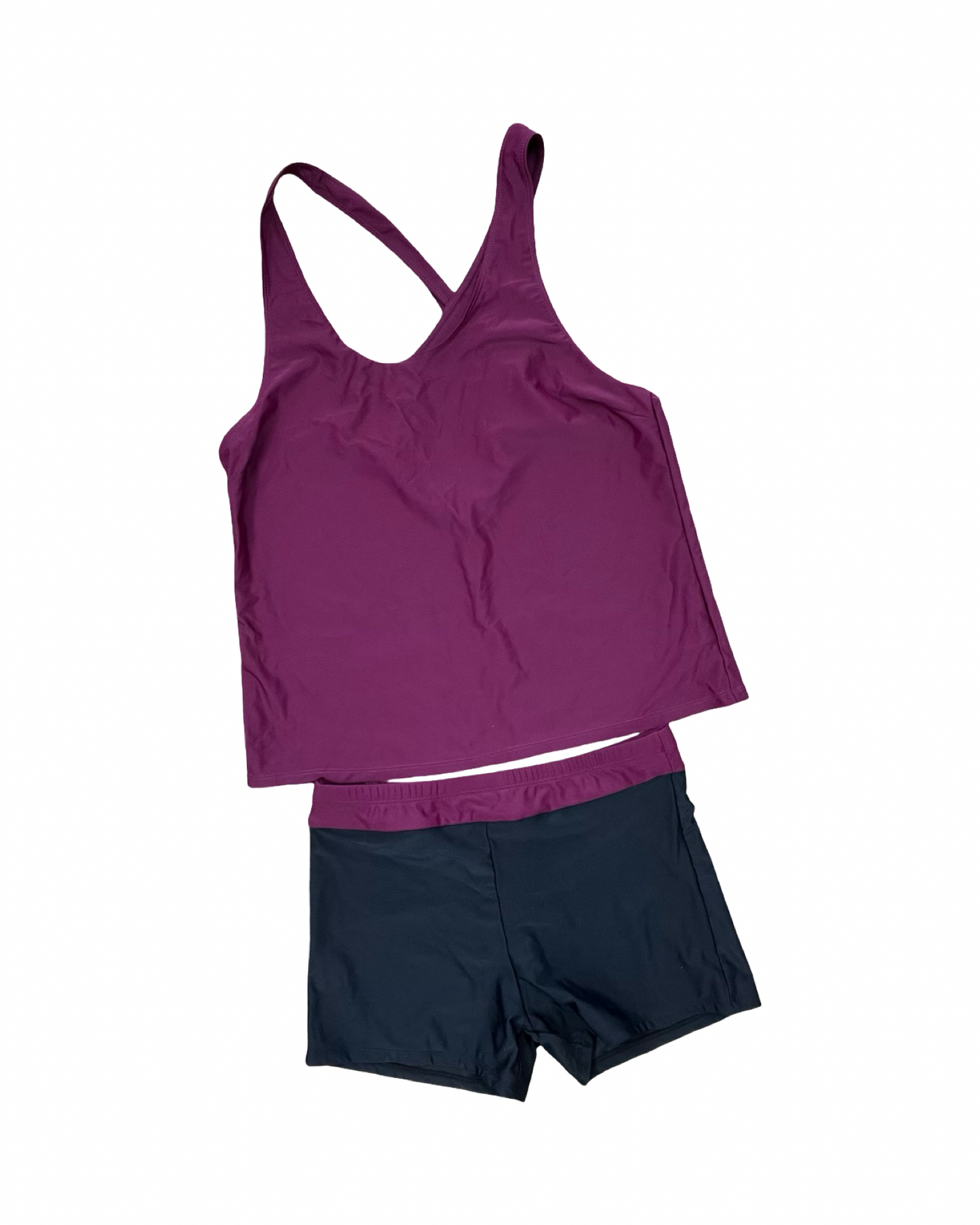 Swimsuit 2Pc By Clothes Mentor In Black & Purple, Size:L