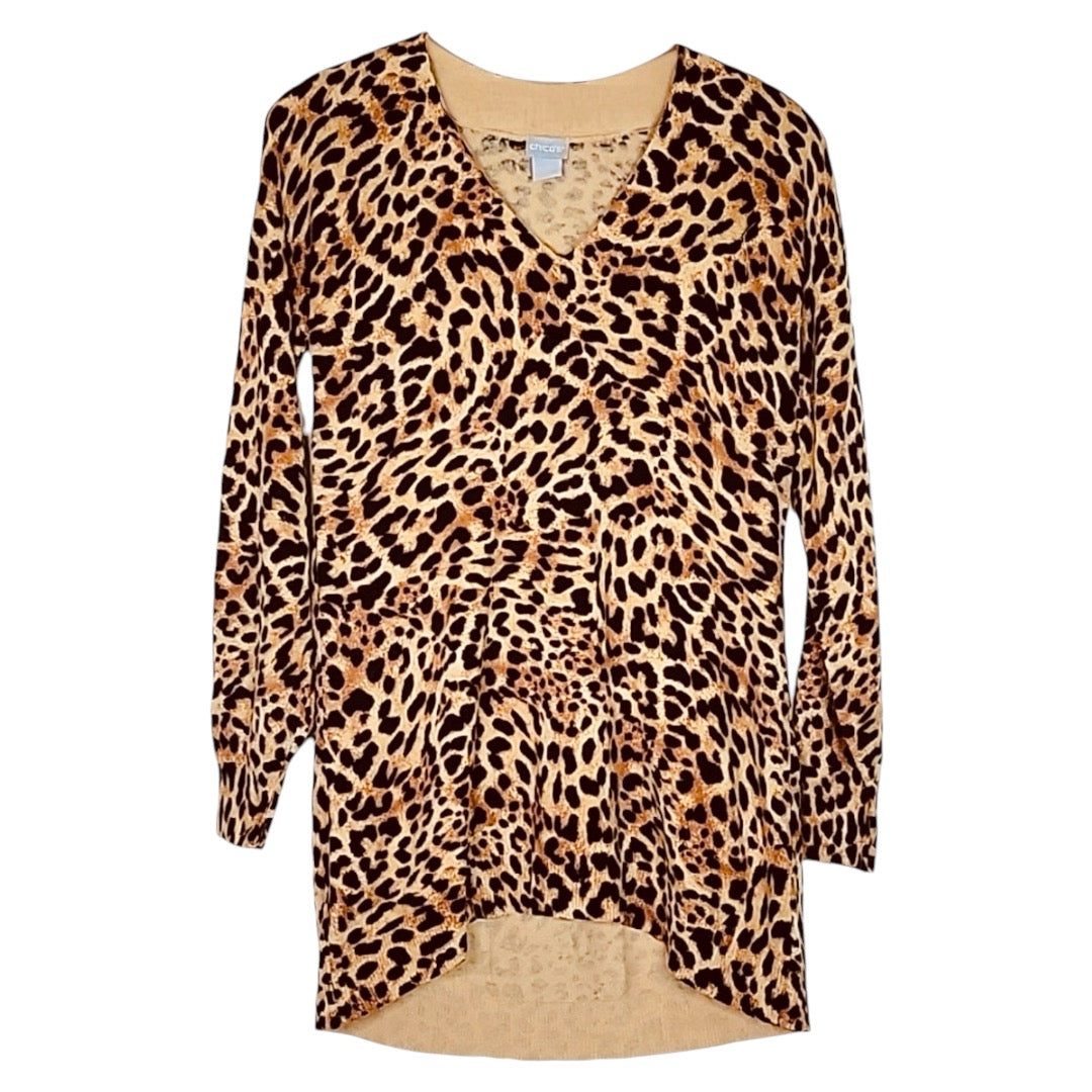 Sweater By Chicos In Animal Print, Size: S