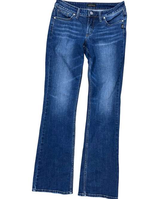 Jeans Boot Cut By Silver In Blue Denim, Size:10