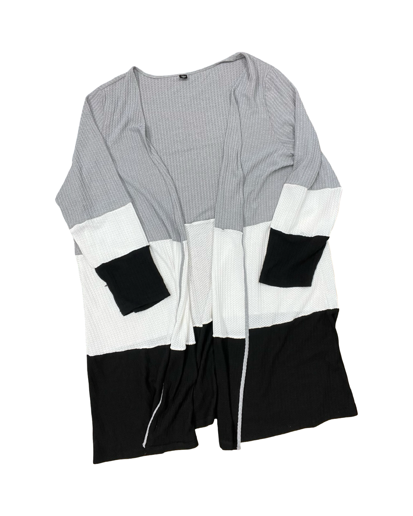Sweater Cardigan By Shein In Grey & White, Size:3X
