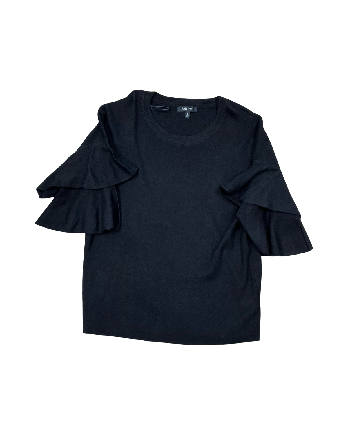 Top 3/4 Sleeve By Relativity In Black, Size:S