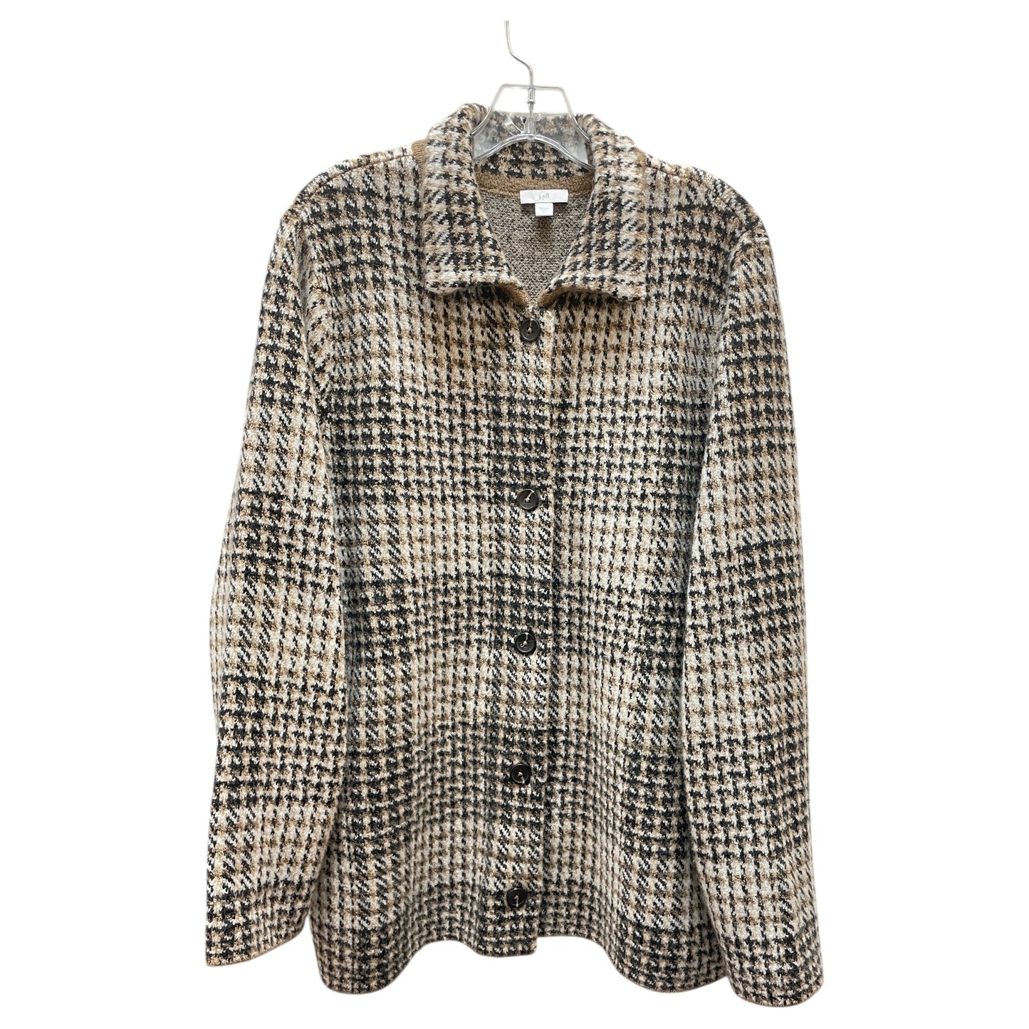 Sweater Cardigan By J. Jill In Brown & Cream, Size:Xl