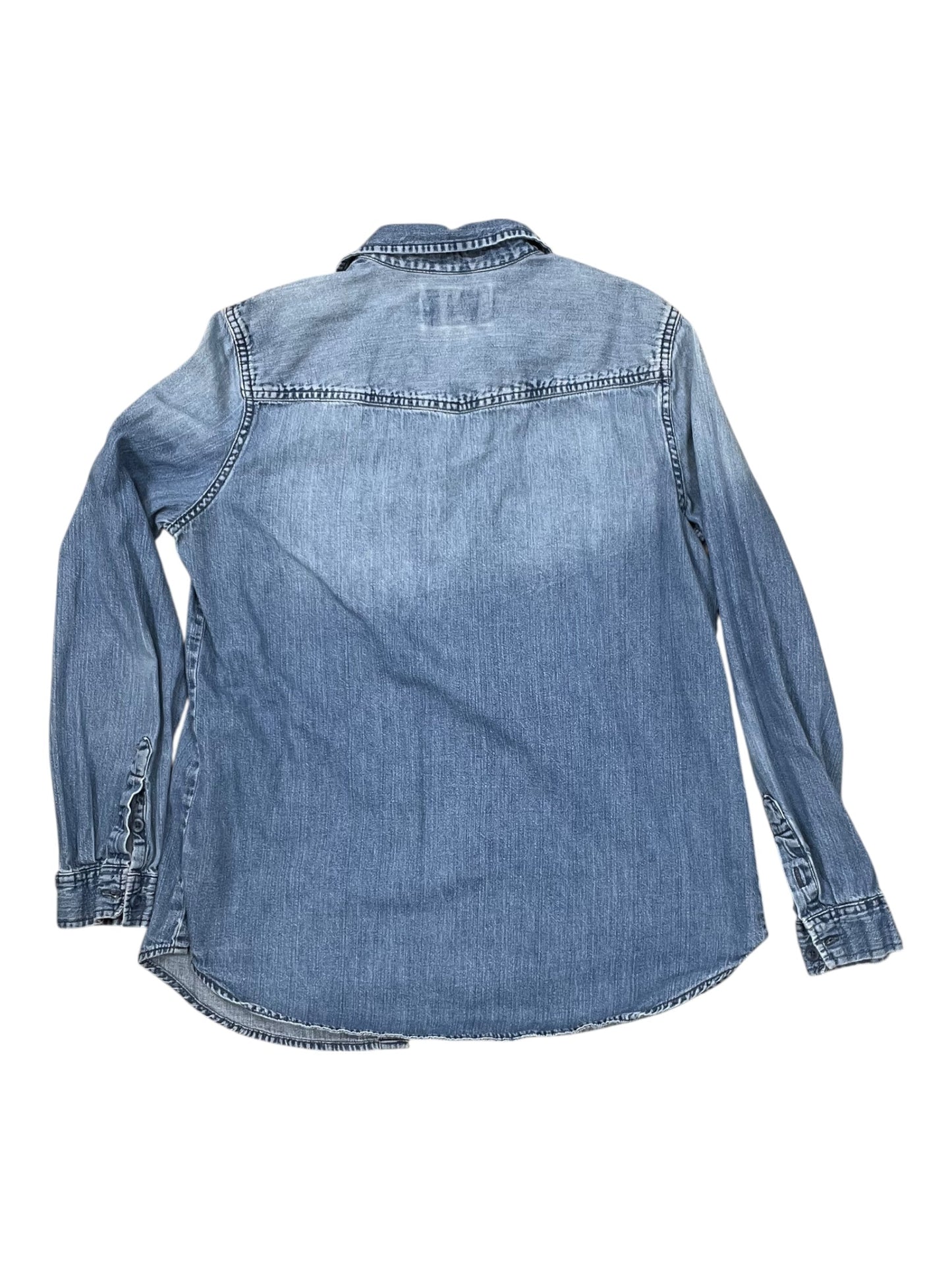 Blouse Ls By Banana Republic In Blue Denim, Size:M