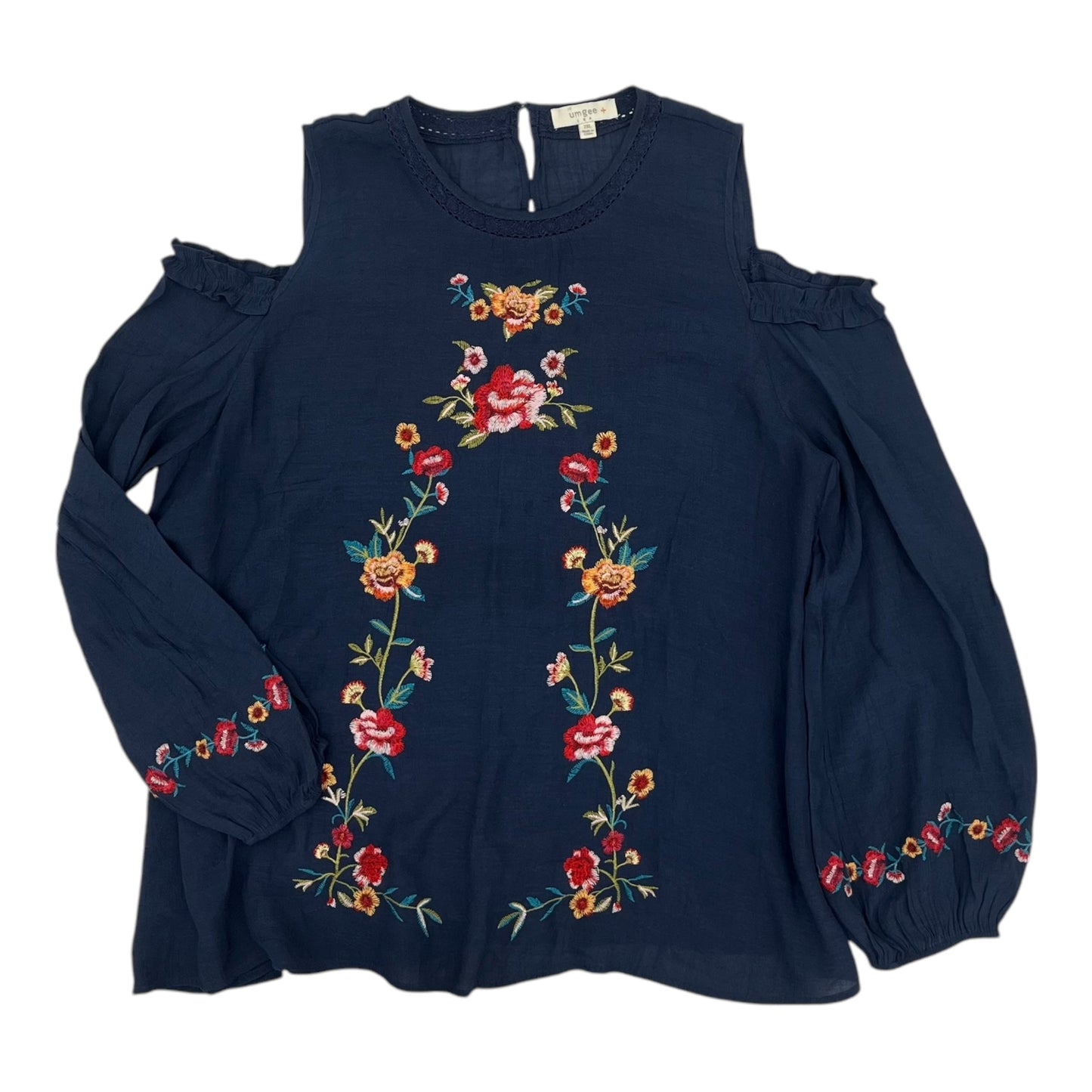 Blouse Ls By Umgee In Navy, Size:2X