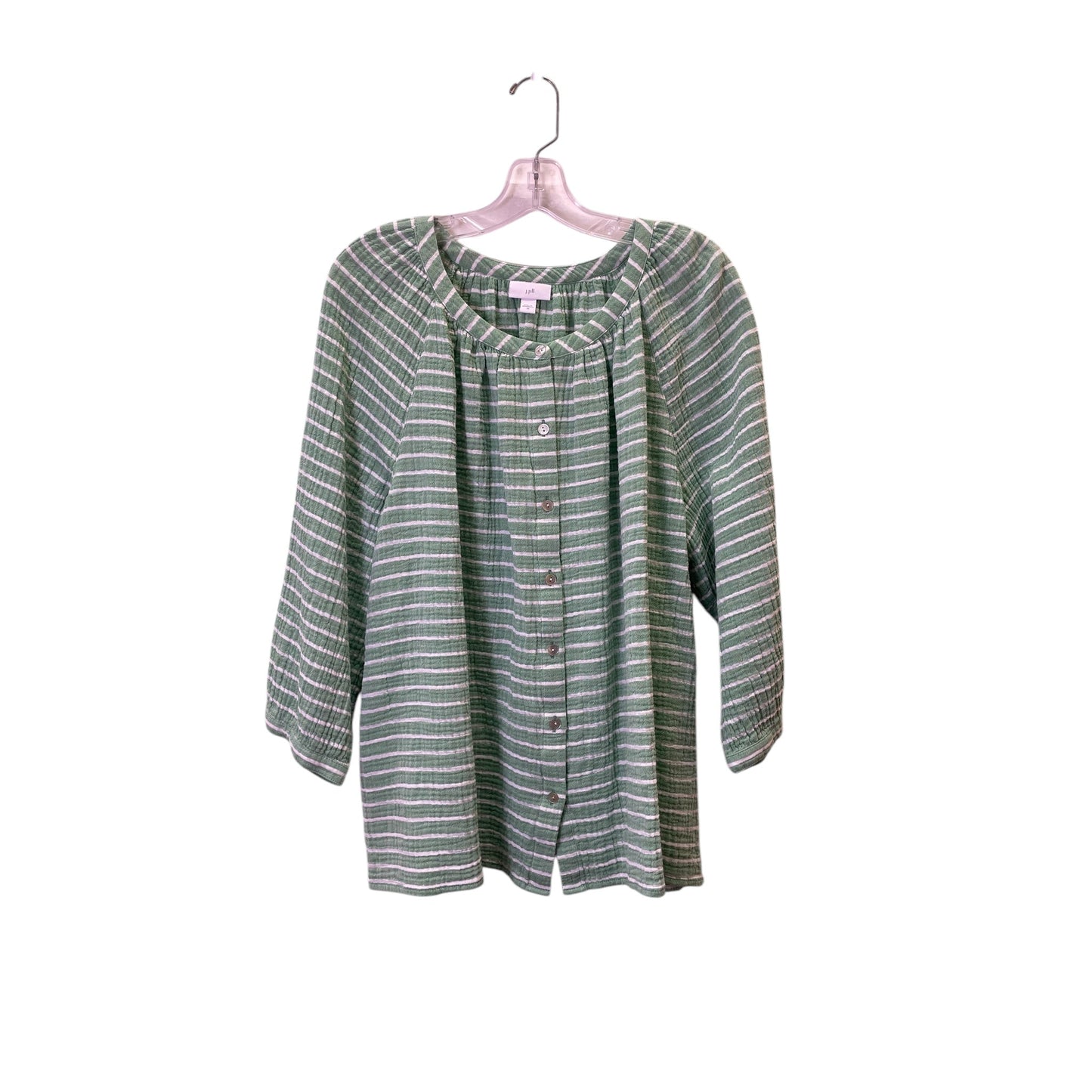 Top Ls By J. Jill In Green & White, Size:2X