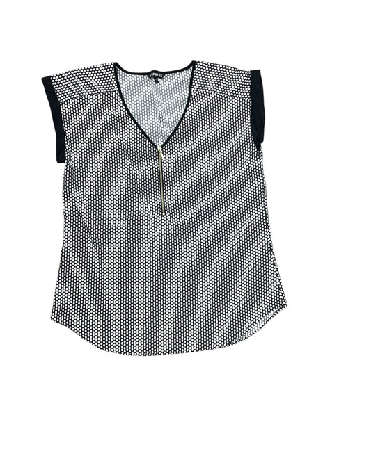 Blouse Sleeveless By Express In Black & White, Size:L