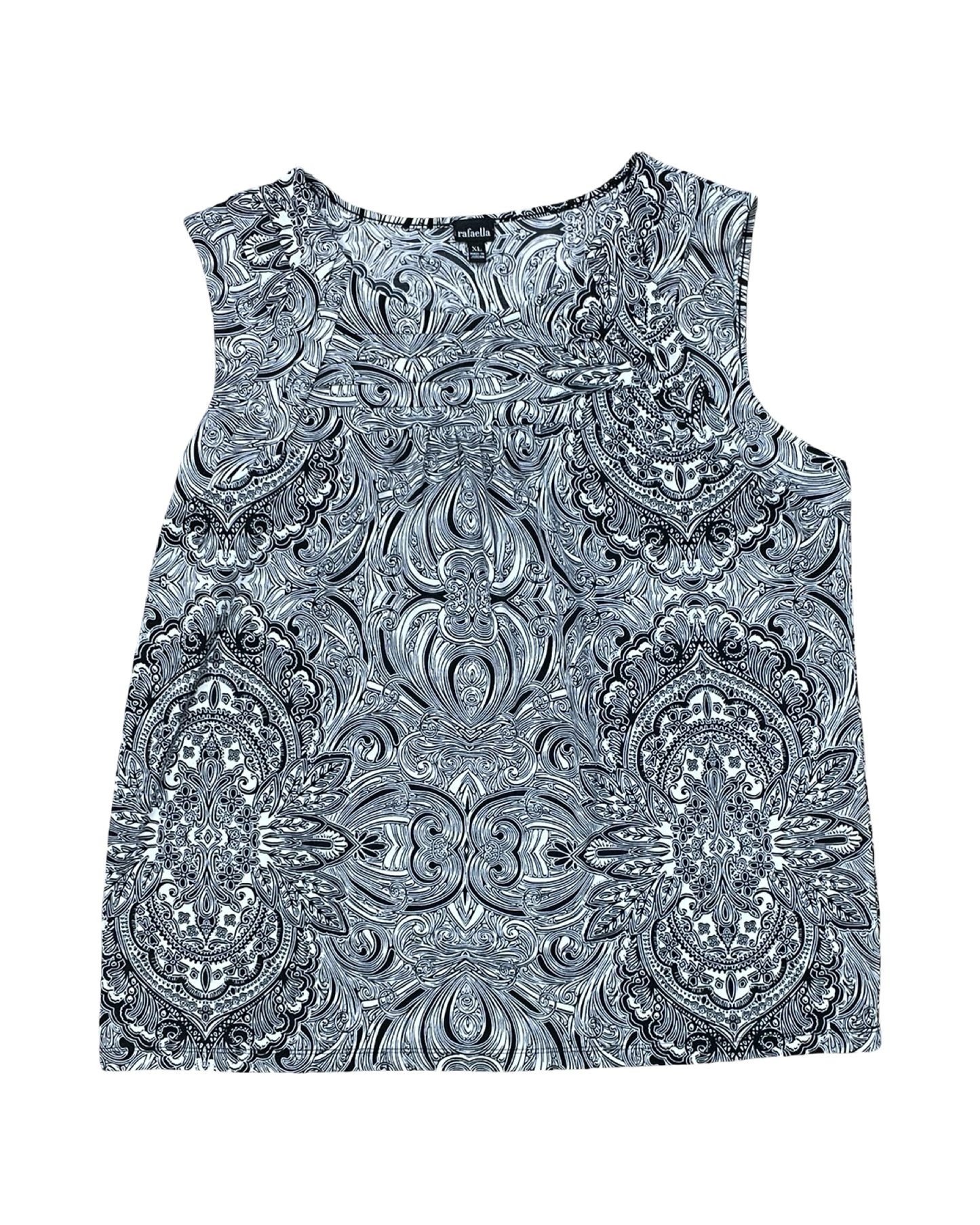 Top Sleeveless By Rafaella In Black & White, Size:Xl