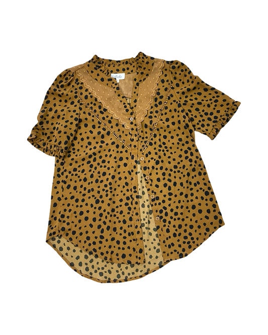 Blouse Ss By Listicle In Black & Brown, Size:S