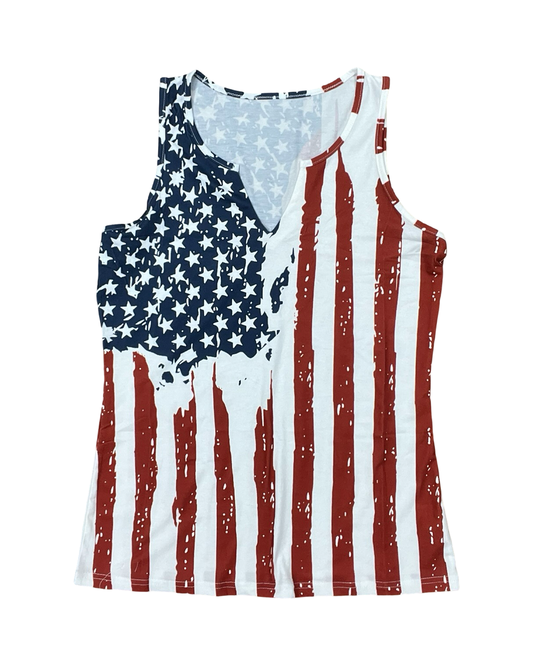 Tank Top By Clothes Mentor In Blue Red & White, Size:M