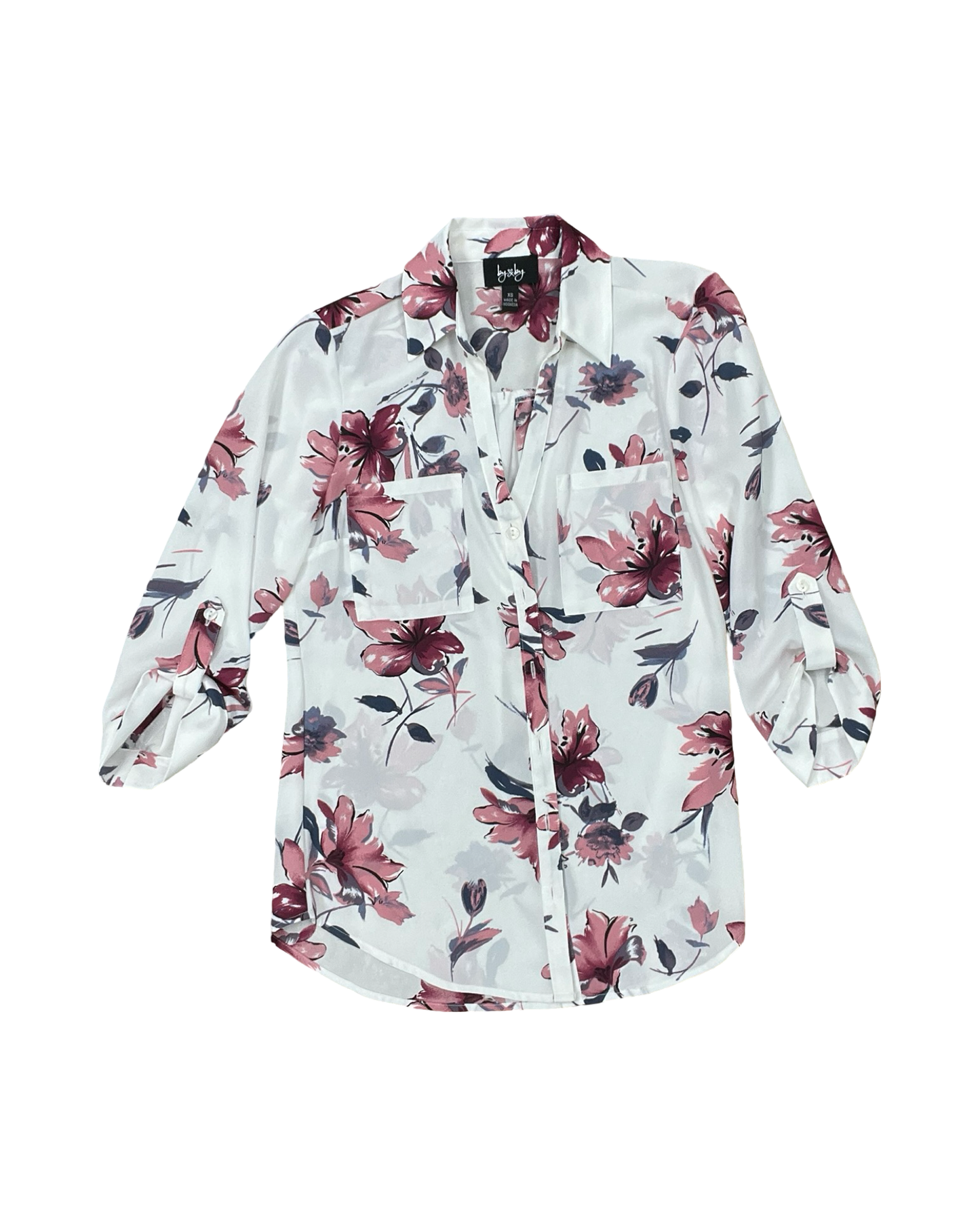 Blouse Ls By By & By In Floral Print, Size:Xs