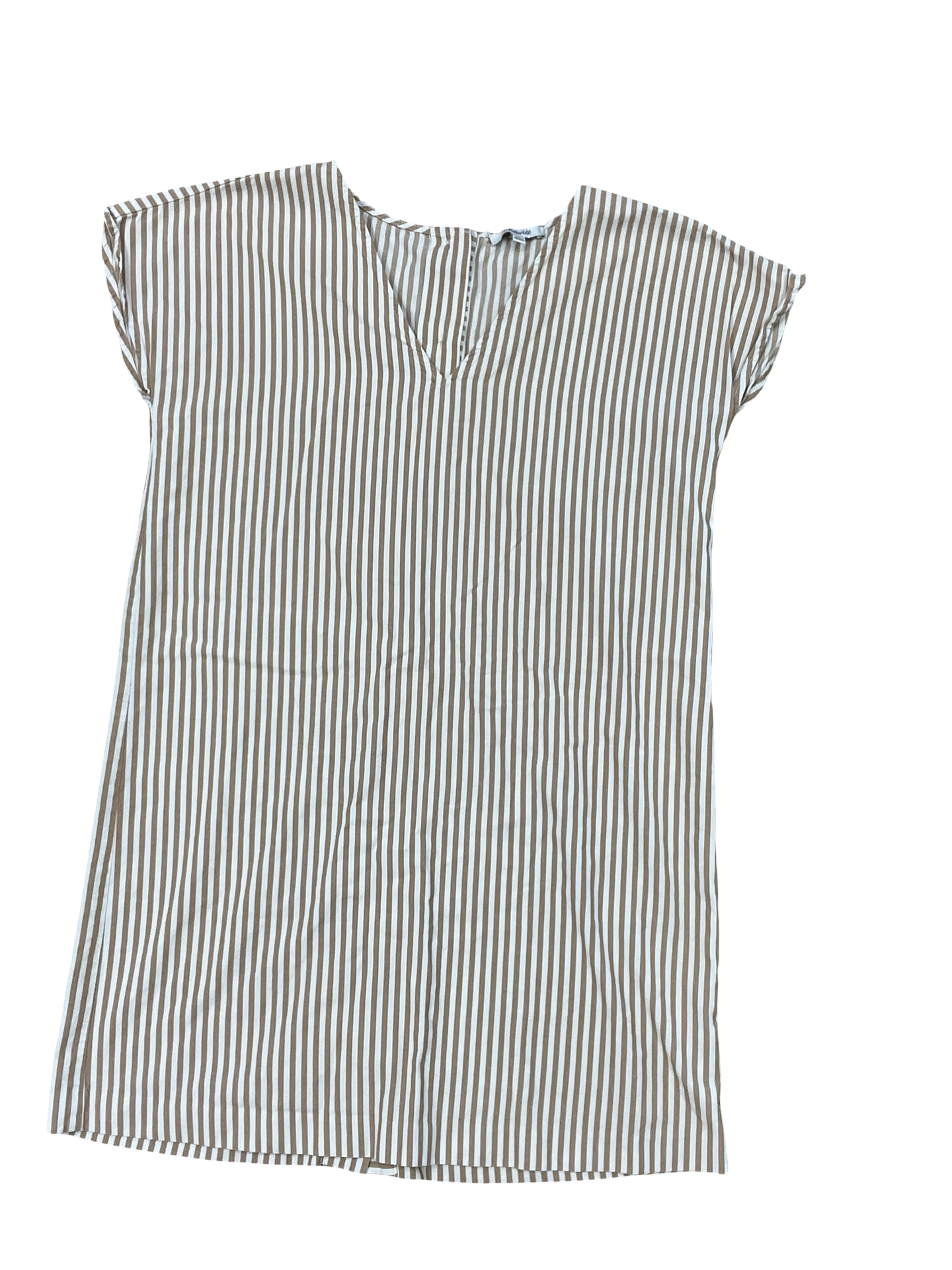 Dress Casual Midi By Madewell In Brown & Cream, Size:M
