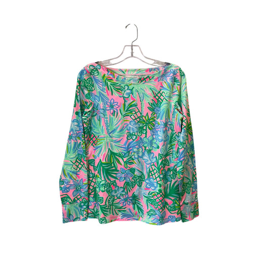 Top Ls Designer By Lilly Pulitzer In Green & Pink, Size:M