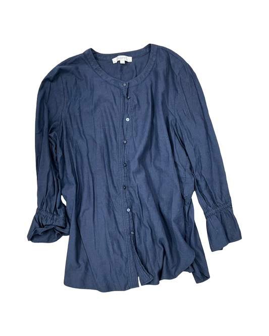 Blouse Ls By Loft In Navy, Size:Xxl