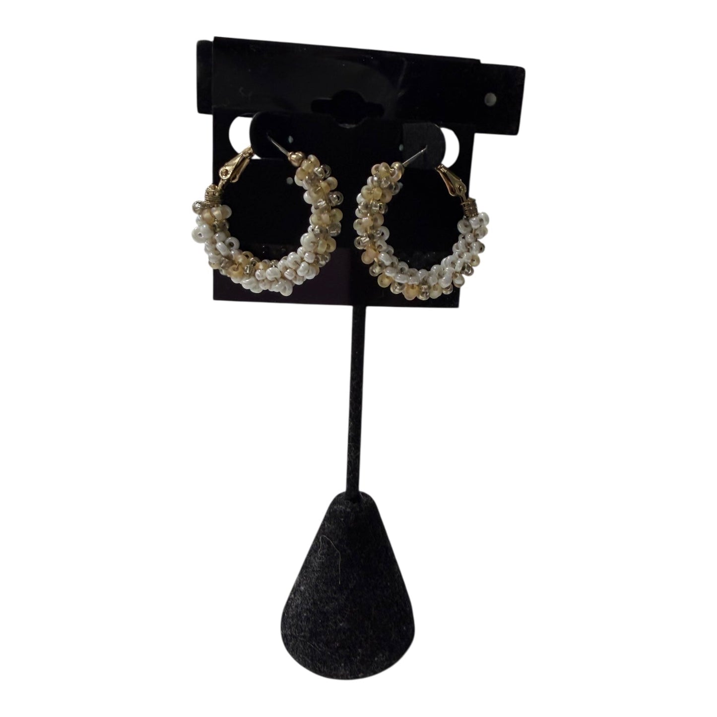 Earrings Hoop  In Gold & White