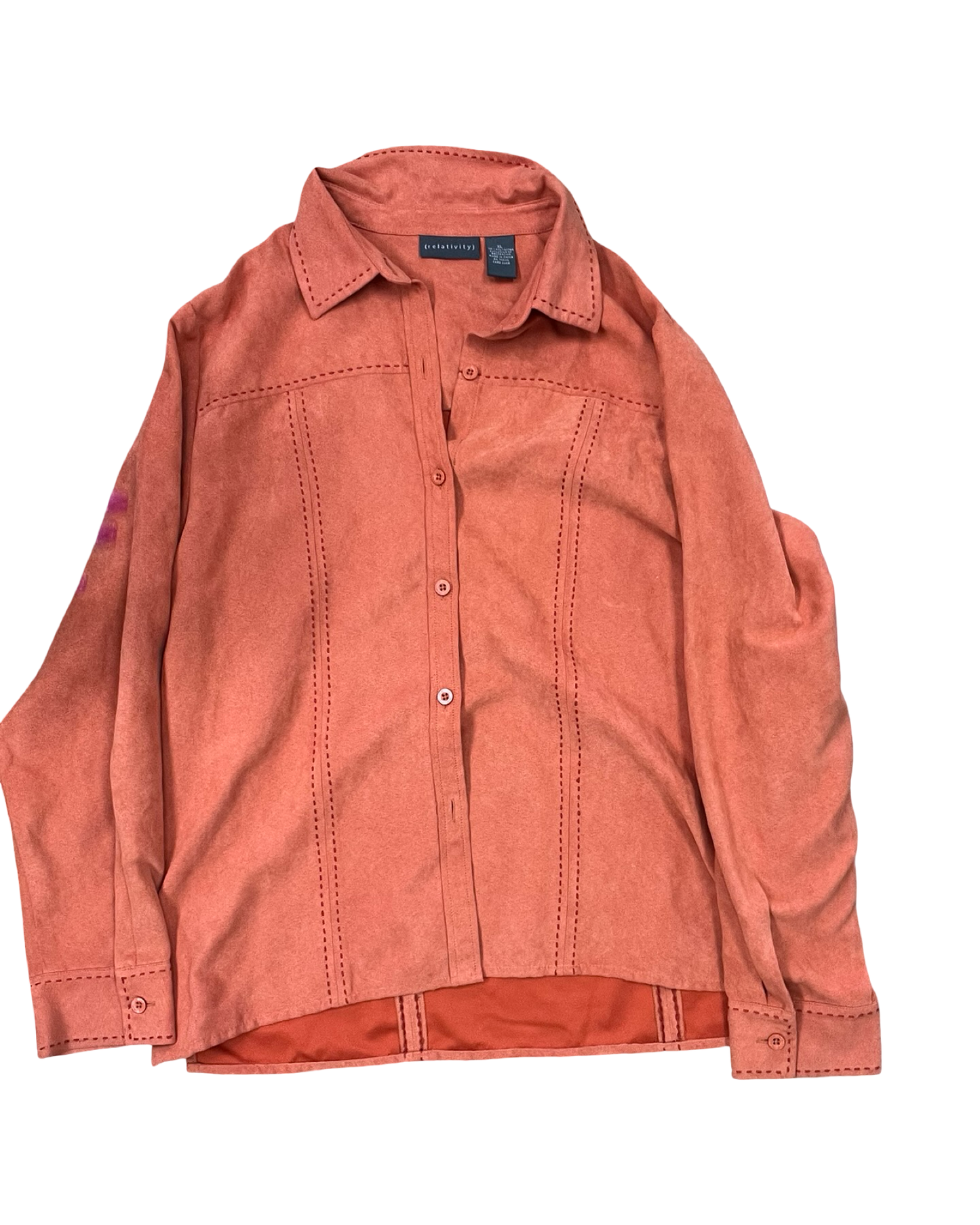 Blouse Ls By Relativity In Orange, Size:Xl