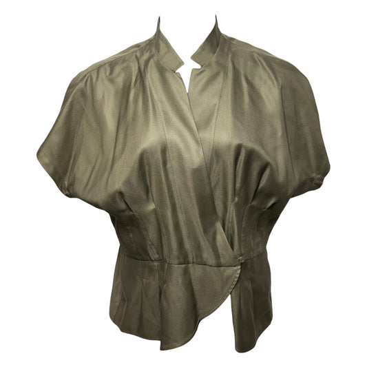 Top Short Sleeve Silk Designer By Escada In Green, Size: L (42)