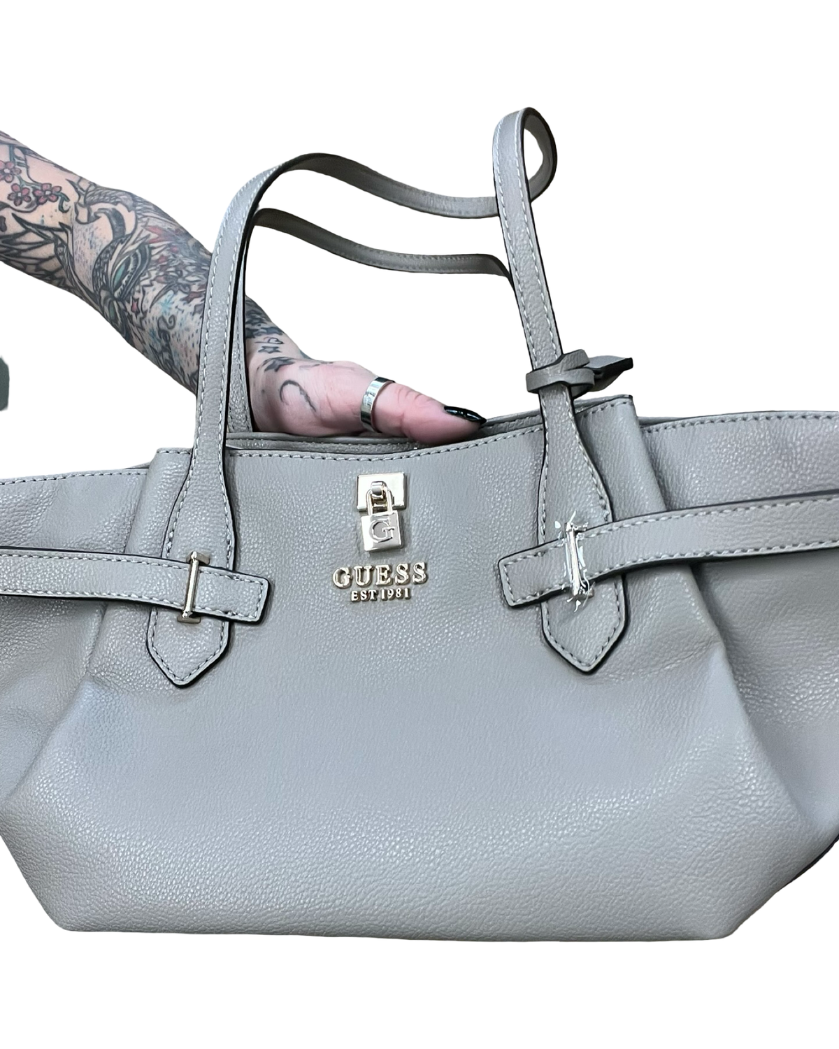 Handbag By Guess In Taupe, Size:Medium