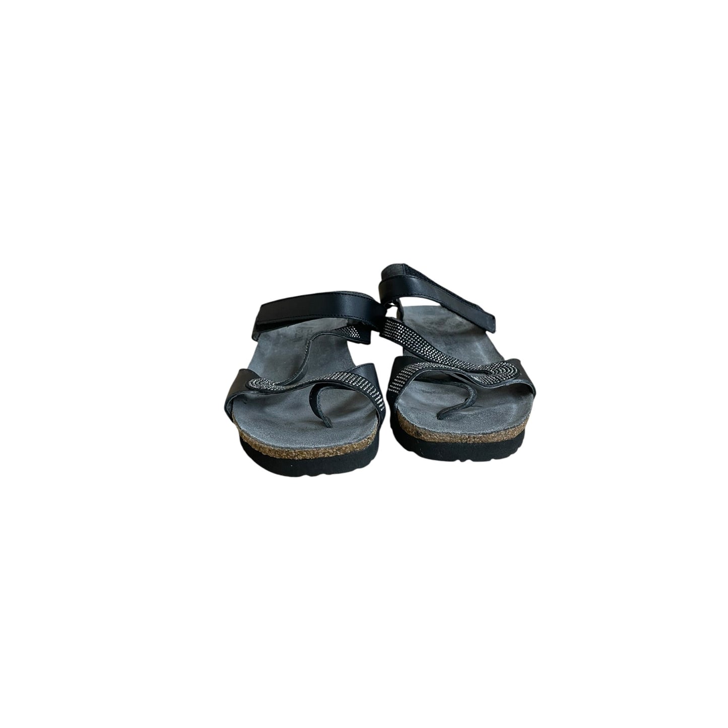 Sandals Heels Wedge By Naot In Black & Silver, Size:7