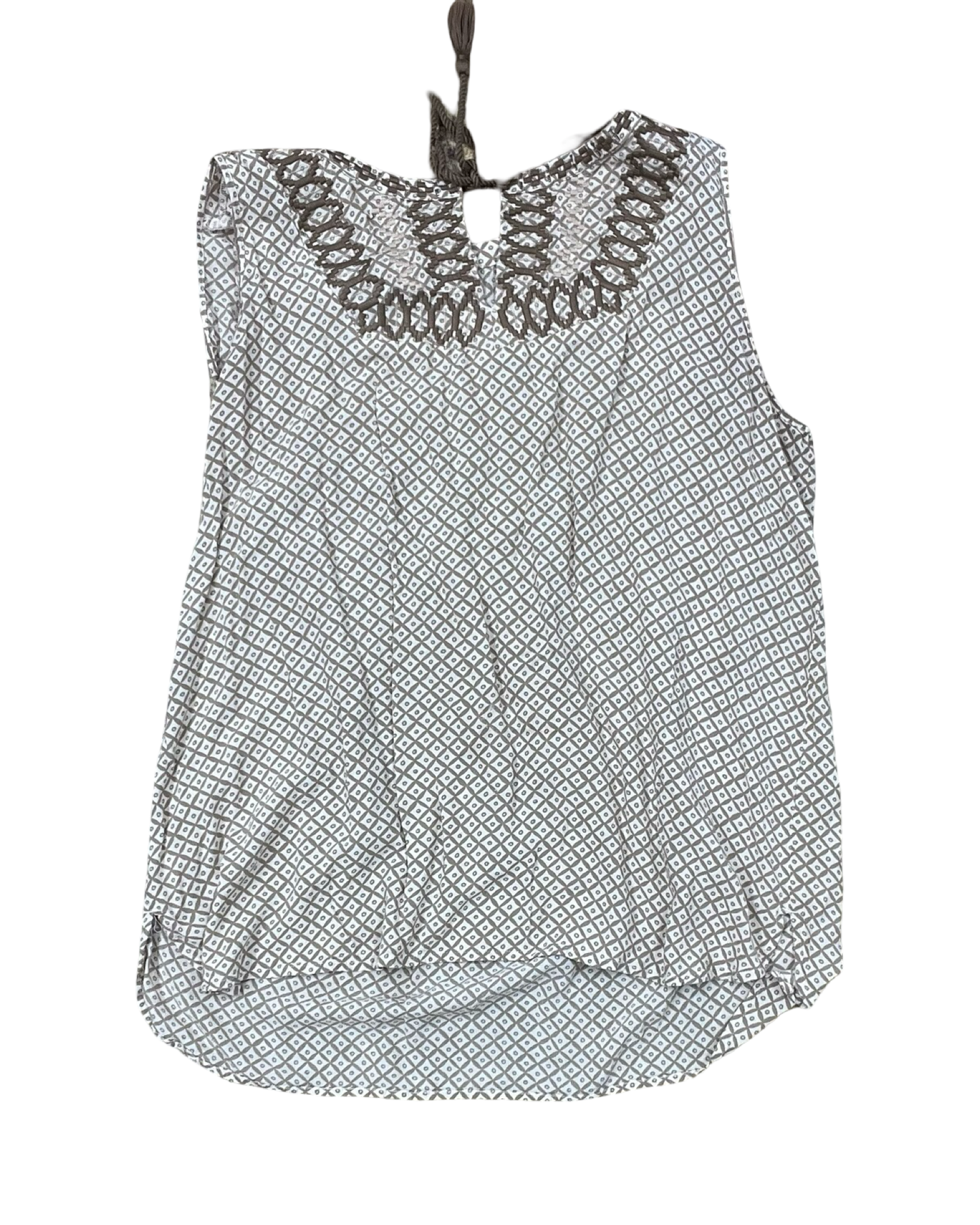 Top Sleeveless By Loft In Brown & Cream, Size:L