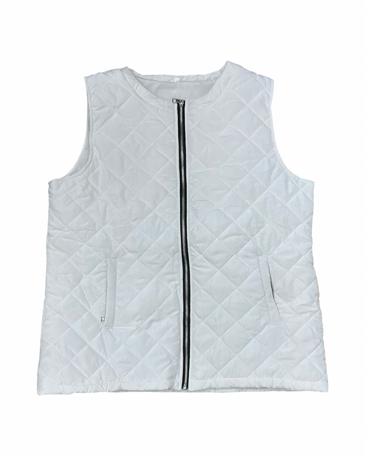 Vest Puffer & Quilted By Clothes Mentor In White, Size:Xl