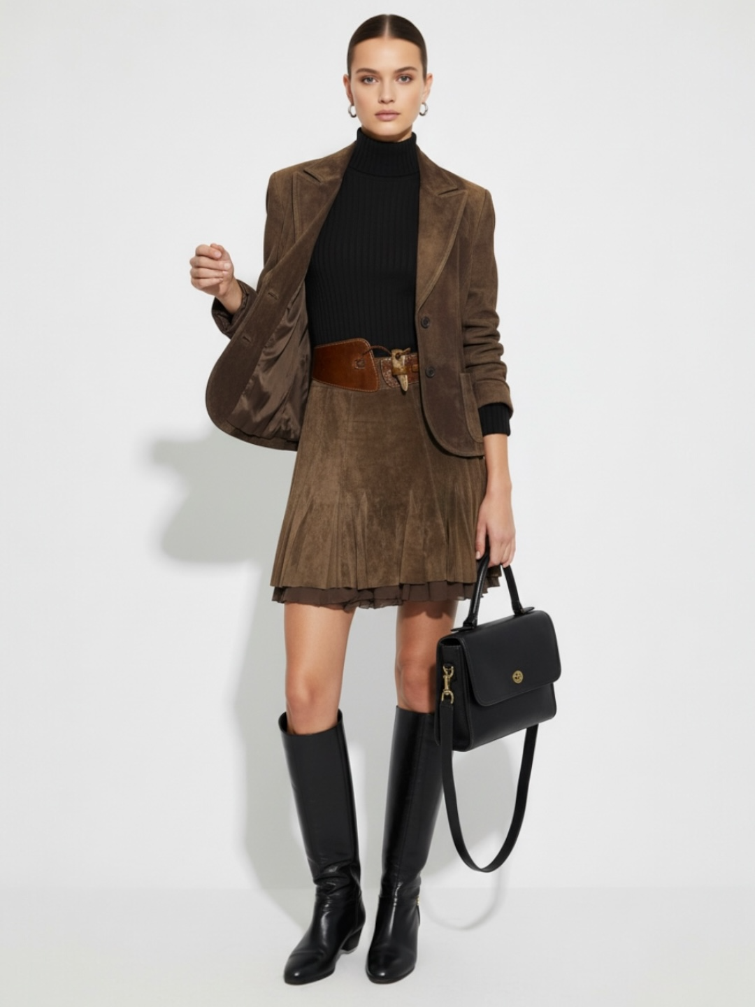 Vintage Suede Blazer Jacket Leather By Context In Brown, Size: M