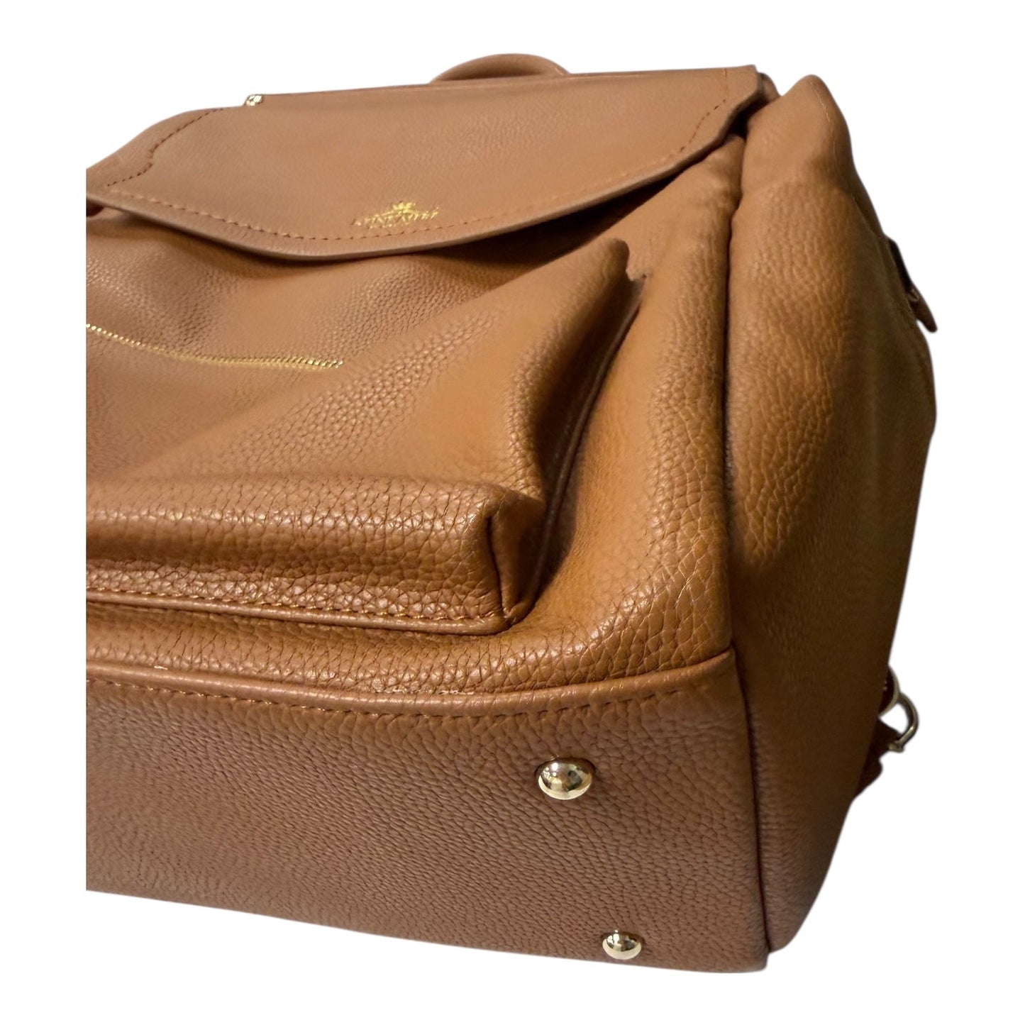 Backpack Leather  In Bronze, Size:Large